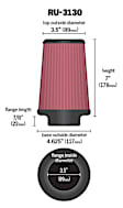 RU-3130 Universal Air Filter - Red, Cotton Gauze, Washable, Universal, Sold Individually