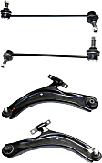4-Piece Kit Front, Driver and Passenger Side, Lower Control Arm Kit, Includes (2) Control Arm and (2) Sway Bar Link