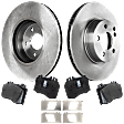 2-Wheel Set Front Brake Disc and Pad Kit, Plain Surface 5 Lugs 311.91 mm Organic Pro-Line Series, Includes (2) Brake Disc and (1) Brake Pad Set