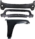 3-Piece Kit, Front, Upper and Lower Upper - Primed, Lower - Textured Bumper Cover, For Models With Code MFD or MFN, CAPA Certified, Includes (2) Bumper Cover and (1) Fender