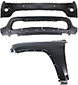 3-Piece Kit, Front, Upper and Lower Upper - Primed, Lower - Textured Bumper Cover, For Models With Code MFD or MFN, With Parking Aid Sensor, Includes (2) Bumper Cover and (1) Fender