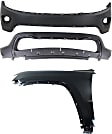 3-Piece Kit, Front, Upper and Lower Upper - Primed, Lower - Textured Bumper Cover, For Models With Code MFD or MFN, CAPA Certified, Includes (2) Bumper Cover and (1) Fender