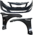 3-Piece Kit Front Primed Bumper Cover, USA Built Vehicle, Except Hybrid, Includes (1) Bumper Cover and (2) Fender