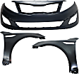 3-Piece Kit Front Primed Bumper Cover, USA Built Vehicle, Except Hybrid, CAPA Certified, Includes (1) Bumper Cover and (2) Fender