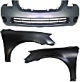 3-Piece Kit, Front Primed Bumper Cover, Includes (1) Bumper Cover and (2) Fender