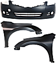 3-Piece Kit, Front Primed Bumper Cover, Sedan, Includes (1) Bumper Cover and (2) Fender