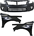 3-Piece Kit, Front Primed Bumper Cover, Includes (1) Bumper Cover and (2) Fender