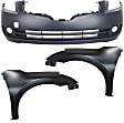 3-Piece Kit, Front Primed Bumper Cover, Sedan, CAPA Certified, Includes (1) Bumper Cover and (2) Fender
