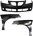 3-Piece Kit, Front Primed Bumper Cover, Includes (1) Bumper Cover and (2) Fender