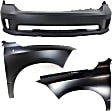 3-Piece Kit, Front Primed Bumper Cover, Includes (1) Bumper Cover and (2) Fender