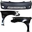 3-Piece Kit, Front Primed Bumper Cover, USA Built Vehicle, Includes (1) Bumper Cover and (2) Fender
