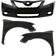 3-Piece Kit, Front Primed Bumper Cover, USA Built Vehicle, Includes (1) Bumper Cover and (2) Fender