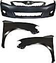 3-Piece Kit, Front Primed Bumper Cover, USA Built Vehicle, Includes (1) Bumper Cover and (2) Fender