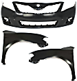 3-Piece Kit, Front Primed Bumper Cover, USA Built Vehicle, Includes (1) Bumper Cover and (2) Fender