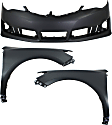 3-Piece Kit, Front Primed Bumper Cover, For Models Without Signal Light Hole, Includes (1) Bumper Cover and (2) Fender