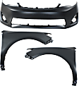 2014 Toyota Camry XLE - 3-Piece Kit Front Primed Bumper Cover,  Includes (1) Bumper Cover and (2) Fender