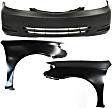 3-Piece Kit, Front Primed Bumper Cover, USA Built Vehicle, CAPA Certified, Includes (1) Bumper Cover and (2) Fender