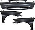 3-Piece Kit, Front Primed Bumper Cover, Includes (1) Bumper Cover and (2) Fender