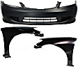 3-Piece Kit, Front Primed Bumper Cover, Includes (1) Bumper Cover and (2) Fender