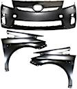 2011 Toyota Prius - 3-Piece Kit Front Primed Bumper Cover, For Models With LED Headlights,  Includes (1) Bumper Cover and (2) Fender