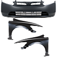 3-Piece Kit, Front Primed Bumper Cover, Includes (1) Bumper Cover and (2) Fender