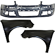 3-Piece Kit, Front Primed Bumper Cover, Includes (1) Bumper Cover and (2) Fender