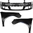 3-Piece Kit, Front Primed Bumper Cover, CAPA Certified, Includes (1) Bumper Cover and (2) Fender