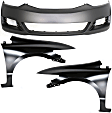 3-Piece Kit, Front Primed Bumper Cover, Includes (1) Bumper Cover and (2) Fender