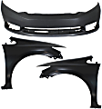 3-Piece Kit, Front Primed Bumper Cover, 2012-2015 Sedan / 2012-2013 Coupe, Includes (1) Bumper Cover and (2) Fender
