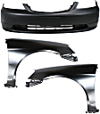 3-Piece Kit, Front Primed Bumper Cover, CAPA Certified, Includes (1) Bumper Cover and (2) Fender