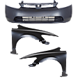 3-Piece Kit, Front Primed Bumper Cover, Sedan, CAPA Certified, Includes (1) Bumper Cover and (2) Fender