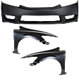 3-Piece Kit, Front Primed Bumper Cover, Sedan, CAPA Certified, Includes (1) Bumper Cover and (2) Fender