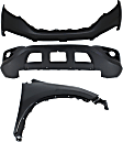 3-Piece Kit, Front, Upper and Lower Upper - Primed, Lower - Textured Bumper Cover, CAPA Certified, Includes (2) Bumper Cover and (1) Fender