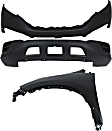 3-Piece Kit, Front, Upper and Lower Upper - Primed, Lower - Textured Bumper Cover, Includes (2) Bumper Cover and (1) Fender