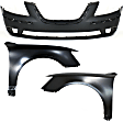 3-Piece Kit, Front Primed Bumper Cover, Includes (1) Bumper Cover and (2) Fender