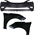 3-Piece Kit, Front Primed Bumper Cover, Includes (1) Bumper Cover and (2) Fender