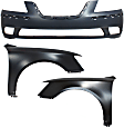 3-Piece Kit, Front Primed Bumper Cover, CAPA Certified, Includes (1) Bumper Cover and (2) Fender