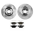 2-Wheel Set Front Brake Disc and Pad Kit, Plain Surface 5 Lugs 327.91 mm Semi-metallic Pro-Line Series, Includes (2) Brake Disc and (1) Brake Pad Set