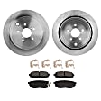 Rear Brake Disc and Pad Kit, Plain Surface 5 Lugs Organic Pro-Line Series