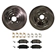 2-Wheel Set Rear Brake Disc and Pad Kit, Plain Surface 5 Lugs 289.81 mm Ceramic Pro-Line Series, Includes (1) Brake Pad Set and (2) Brake Disc
