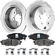 2-Wheel Set Rear Brake Disc and Pad Kit, Plain Surface 5 Lugs 274.07 mm Ceramic Pro-Line Series, Includes (2) Brake Disc and (1) Brake Pad Set