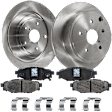 2-Wheel Set Rear Brake Disc and Pad Kit, Plain Surface 5 Lugs 286 mm Ceramic Pro-Line Series, Includes (2) Brake Disc and (1) Brake Pad Set