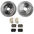 2-Wheel Set Rear Brake Disc and Pad Kit, Plain Surface 5 Lugs 303.02 mm Organic Pro-Line Series, Includes (1) Brake Pad Set and (2) Brake Disc