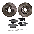2-Wheel Set Front Brake Disc and Pad Kit, Plain Surface 5 Lugs 288.04 mm Organic Pro-Line Series, Includes (2) Brake Disc and (1) Brake Pad Set