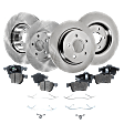 2011 Volvo S40 - 8-Piece Kit Front and Rear Brake Disc and Pad Kit, Plain Surface, 5 Lugs, Front-Ceramic/Rear-Organic, 300mm Front Disc, 280mm Rear Disc Solid, 2.5L 5Cyl, Pro-Line Series  Includes (4) Brake Disc and (2) Brake Pad Set