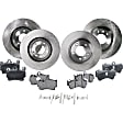 4-Wheel Set Front and Rear Brake Disc and Pad Kit, Plain Surface 5 Lugs Front-350.01 mm/Rear-329.95 mm Organic Pro-Line Series, Includes (4) Disc and (2) Pad Set