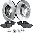 4-Piece Kit Front Brake Disc and Pad Kit, Plain Surface, 5 Lugs, Cast Iron, Organic Pad Material, Pro-Line Series
