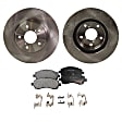 2-Wheel Set Front Brake Disc and Pad Kit, Plain Surface 5 Lugs 260.1 mm Ceramic Pro-Line Series, Includes (2) Brake Disc and (1) Brake Pad Set