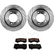 2018 Lexus LX570 - 2-Wheel Set Front Brake Disc and Pad Kit, Cross-drilled and Slotted, 5 Lugs, 354.08 mm, Ceramic, 5.7L 8Cyl, Pro-Line Series  Includes (2) Disc and (1) Pad Set