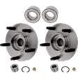 2-Wheel Set Front and Rear Wheel Hub, 5 Lugs, With Bearing, Includes (2) Wheel Bearing and (2) Wheel Hub